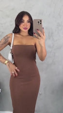 Vestido Midi Tomara que Caia Canelado Feminino